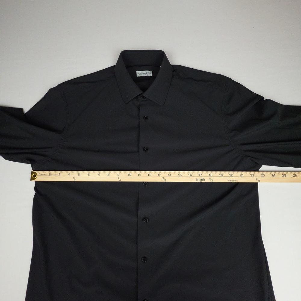 Collars & Co. Mens Large Long Sleeve Dress Shirt Black Stretch Nylon Spandex - Picture 7 of 9